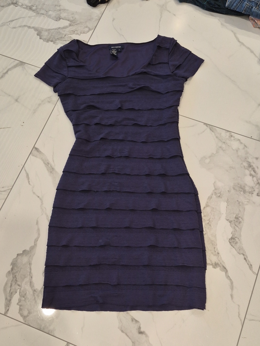 Max Studio Purple Layered Short Sleeve Mini Dress